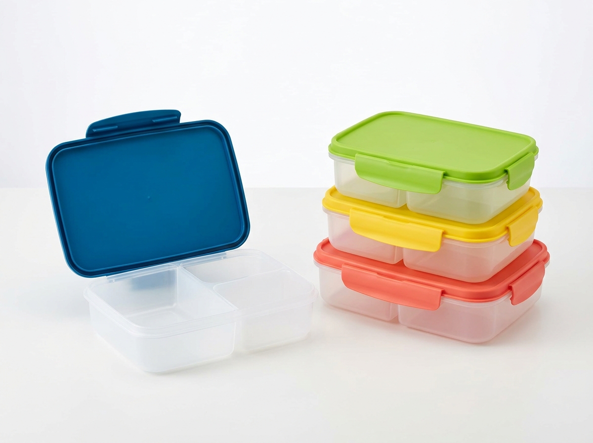 Modular 3-Section Nesting Bento Container Set 4-Pack