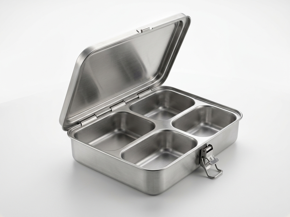 Zero-Plastic 5-Section Food-Grade SUS 304 Clamshell Bento