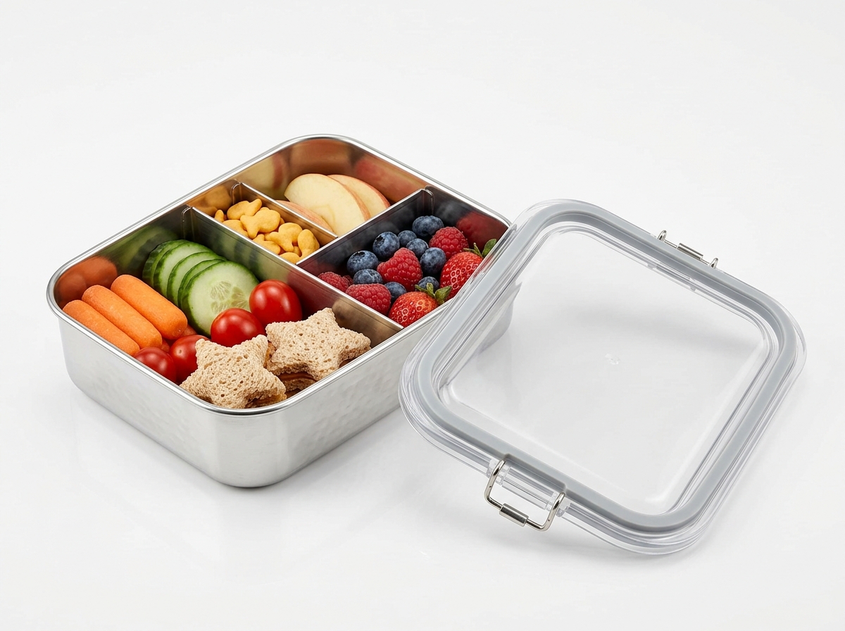 SUS 304 Stainless Bento with Silicone Valve & Steel Slider