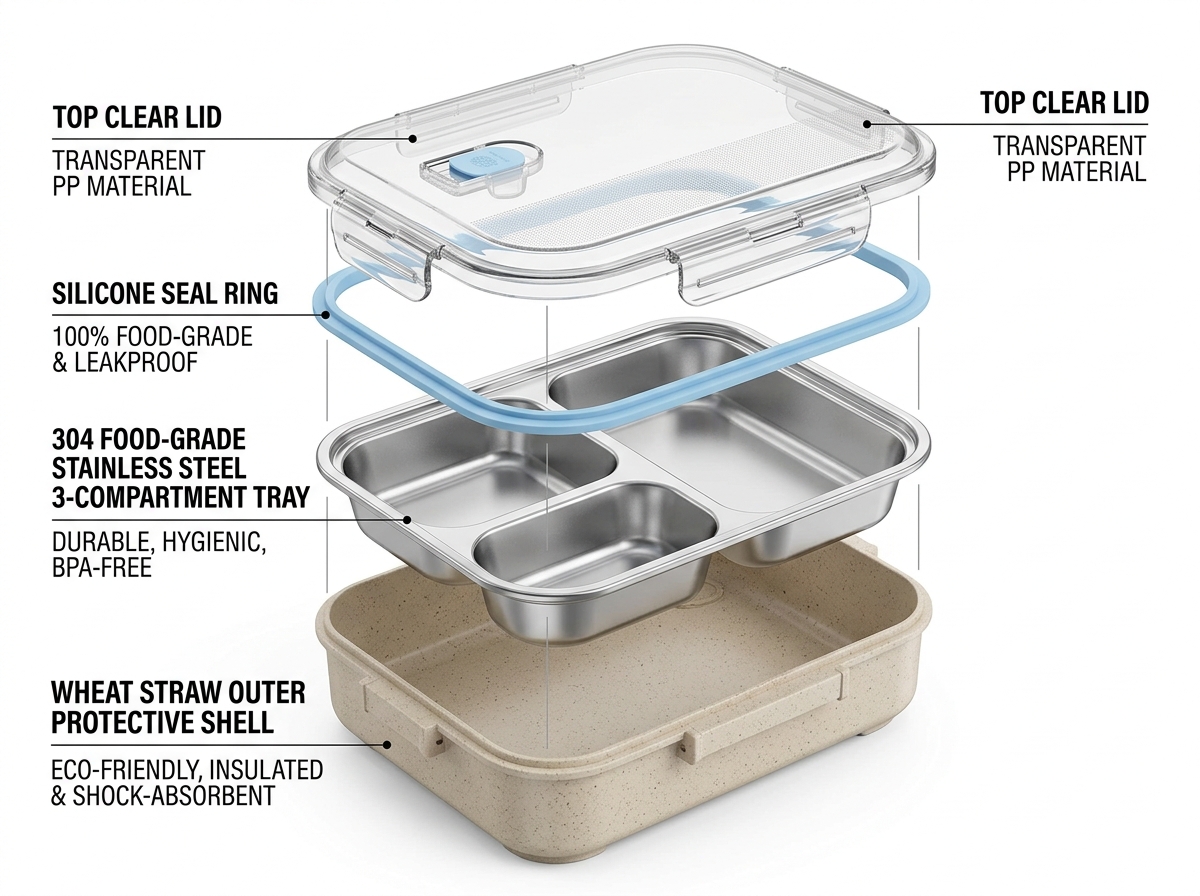 All-Metal Seamless Multi-Section Bento