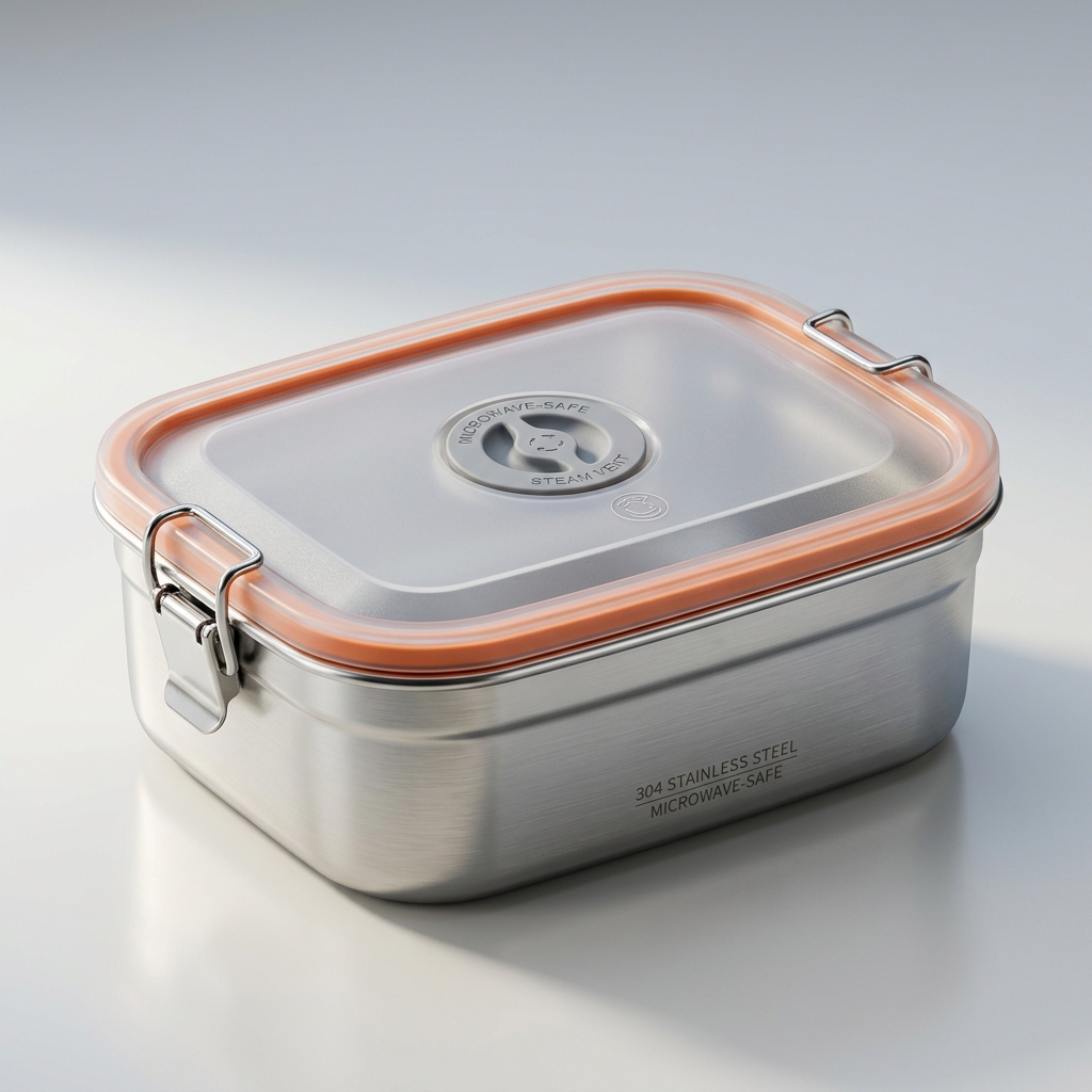 Microwave-Safe SUS 304 Stainless Steel Bento Box